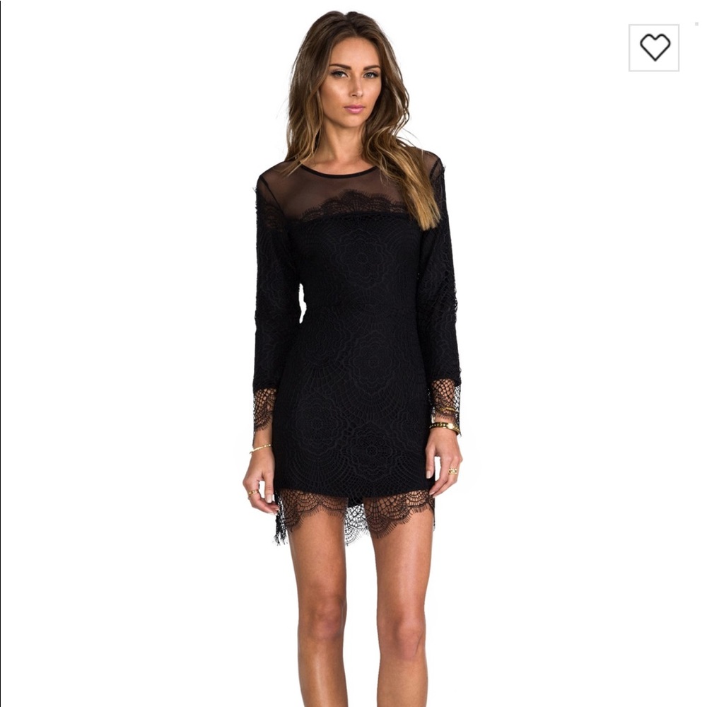 For Love & Lemons Grace Mini Black Lace Dress